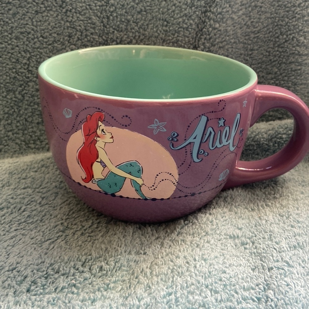 Disney Ariel Coffee Mug Large 24 Fluid Oz. Purple Teal The Little Mermaid